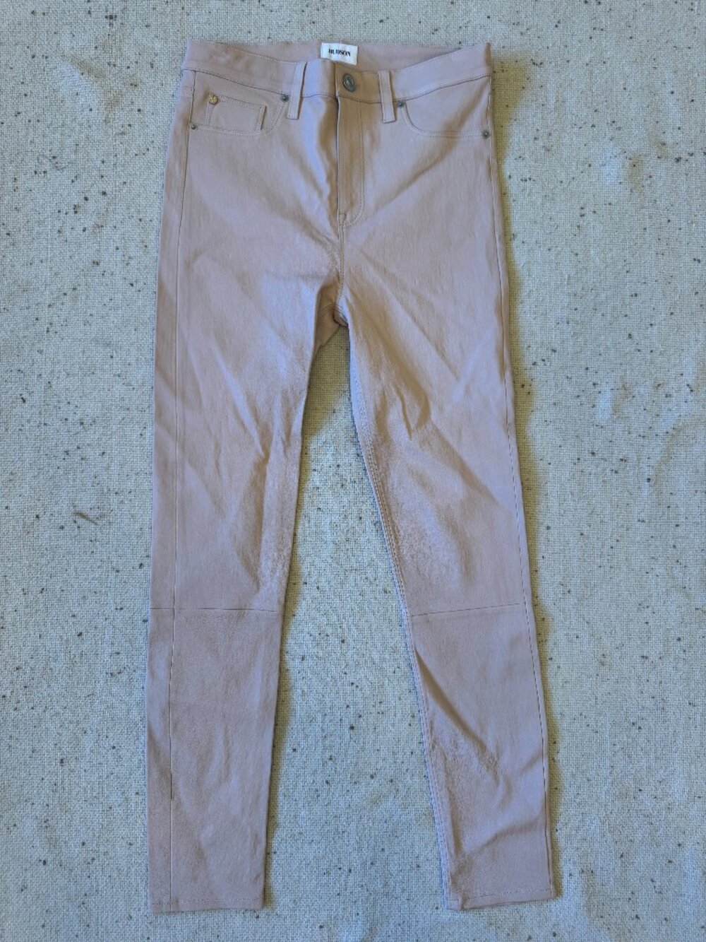 Hudson Size 29 Barbara High Rise Ankle Super Skinny Blushing Lamb Leather Pants